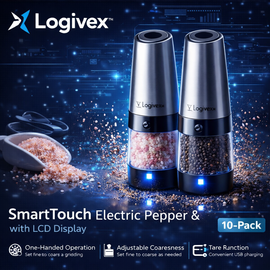 Logivex™ SmartTouch Electric Pepper & Salt Grinder Set