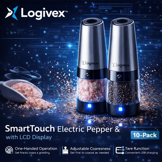Logivex™ SmartTouch Electric Pepper & Salt Grinder Set